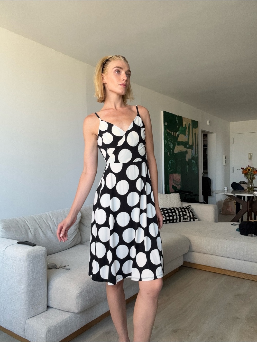 Merona Black & White Polka Dot Midi Dress